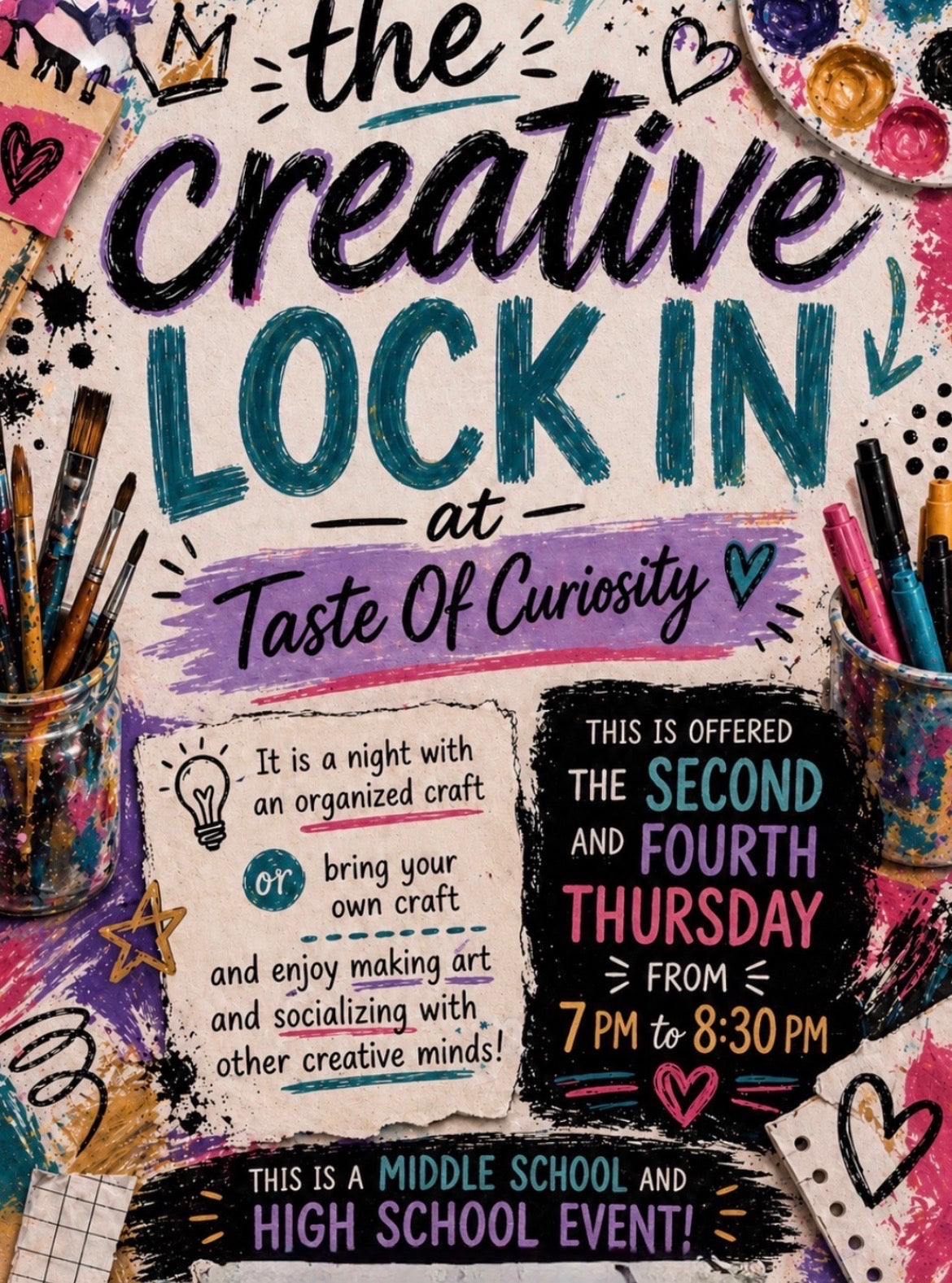 Middle Schoolers & High Schoolers - Crafting Class - Creative Lock In Thursday Nights