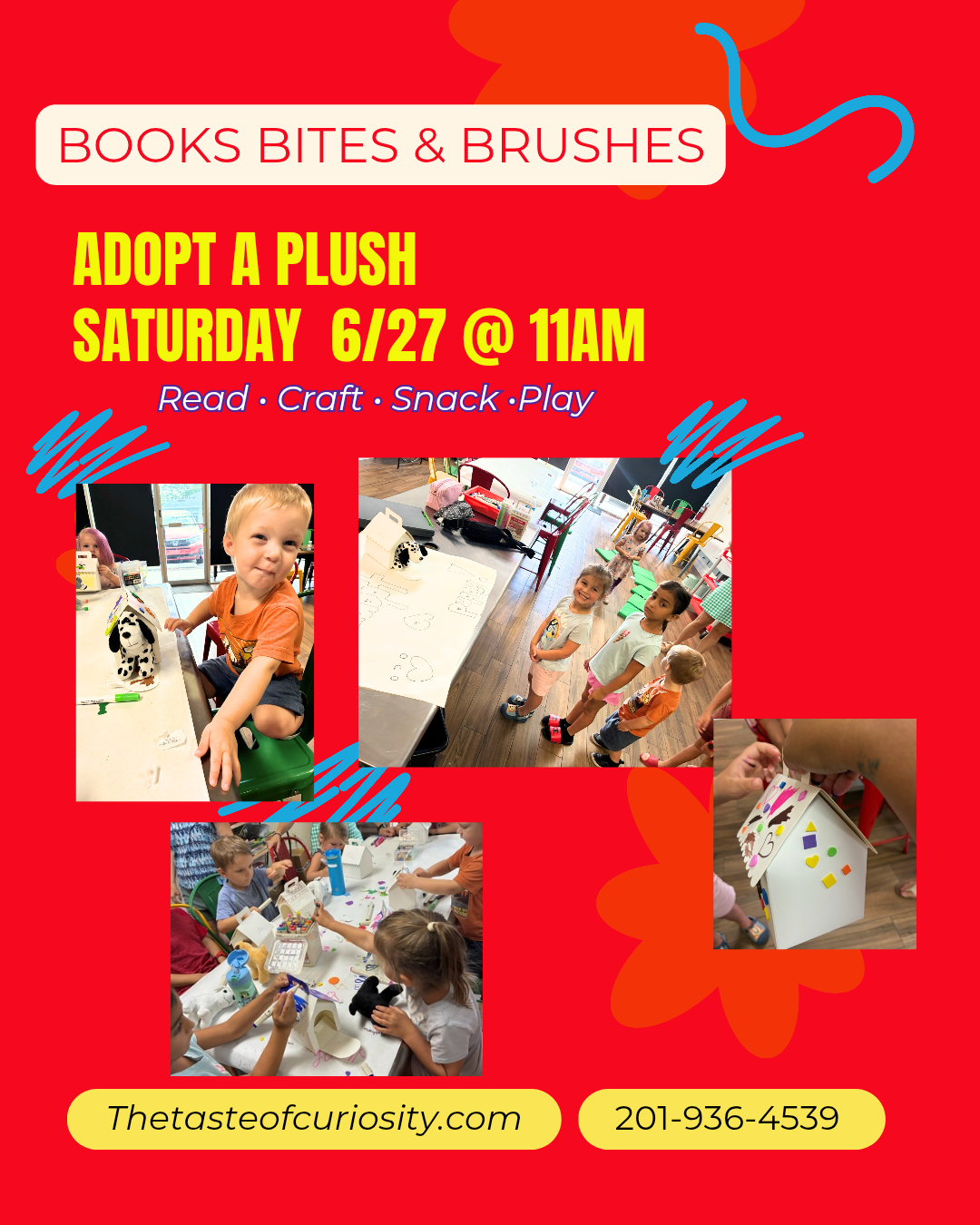 Saturday 6/27 - Adopt A Plush - Books Bites & Brushes